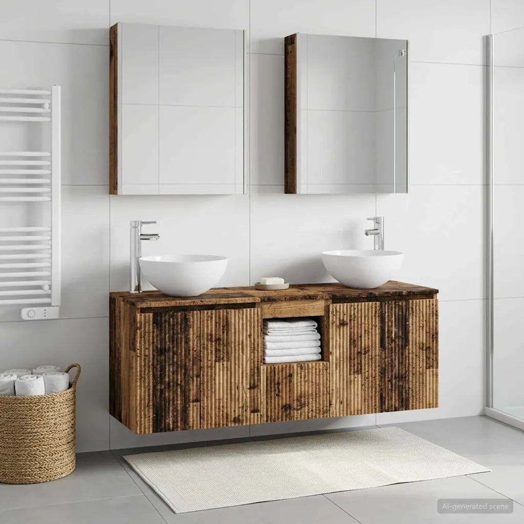 Set di Armadi da Bagno 5 pcs Legno antico 53 x 15,5 x 70 cm 3406373