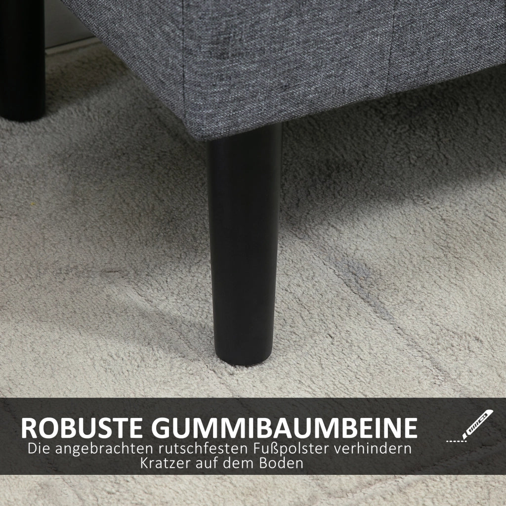 Panca contenitore con seduta imbottita e vano capiente in poliestere effetto lino grigio chiaro 116 × 44 × 58 cm