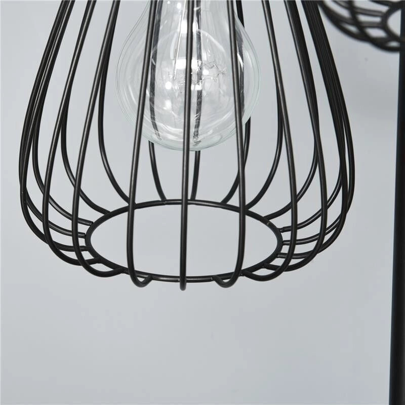LAMPADA DA TERRA PIANTANA DESIGN VINTAGE INDUSTRIALE IN METALLO NERO