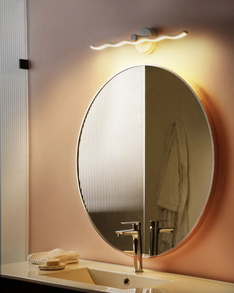 Lampada LED Immagine Lampada a specchio Metallo bianco 55 cm Luce Camera da letto Soggiorno Bagno Lampada a specchio