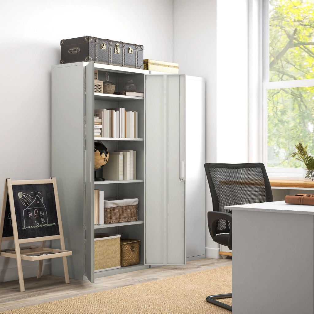 Armadio da Ufficio con Ripiani Regolabili ¨C zephmum ¨C Bianco 80x40x180 cm