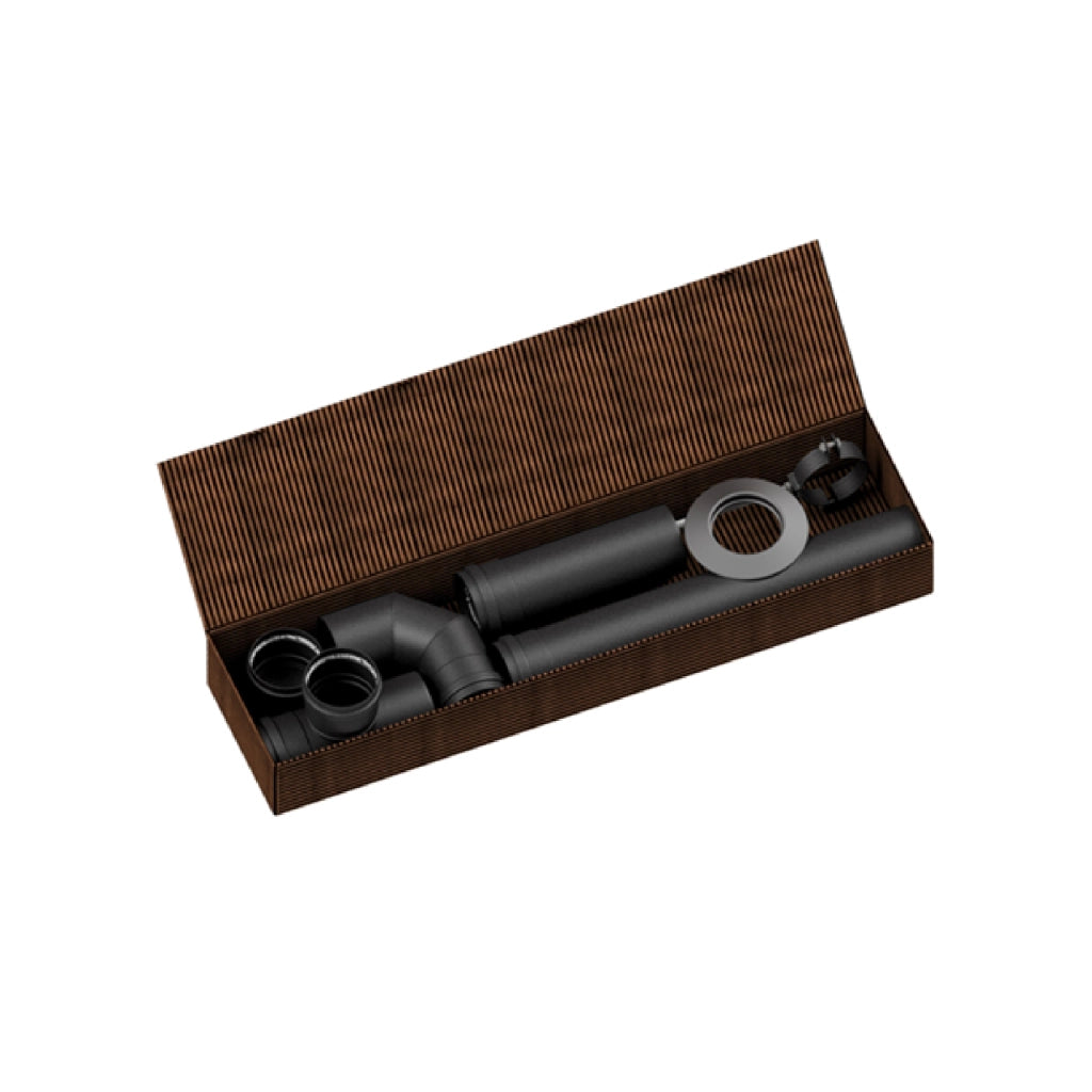 EASY STARTER KIT - kit di tubi in acciaio al carbonio per l'installazione della stufa a pellet monoparete Tee Tappo Curv