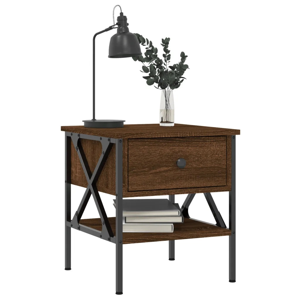 Comodini 2 pz-Set di 2 Tavolino da notte Rovere Marrone 40x42x45 cm in Legno Multistrato