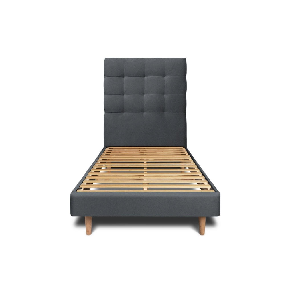 Letto 90x200 cm con testata imbottita - Tessuto velluto