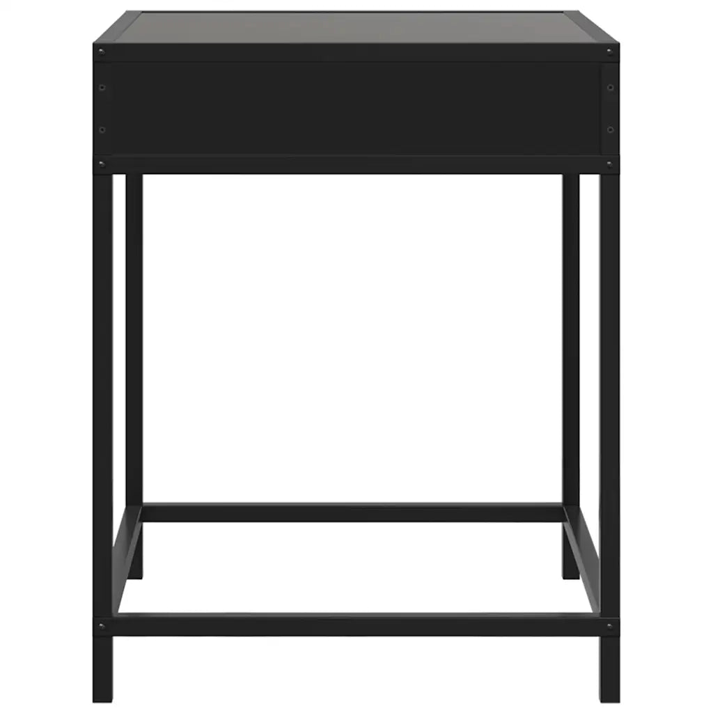 Comodino | Armadio da Notte | Mobiletto da notte con LED Infinity Nero 40x40x51 cm