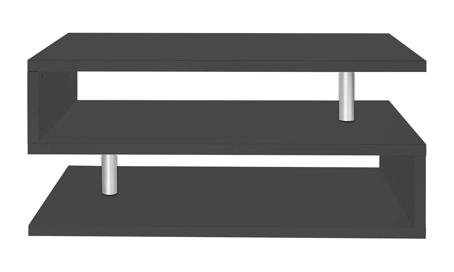 Tavolino a S con Ripiani a Giorno 90x41,5x55 cm Zeta Grigio Antracite