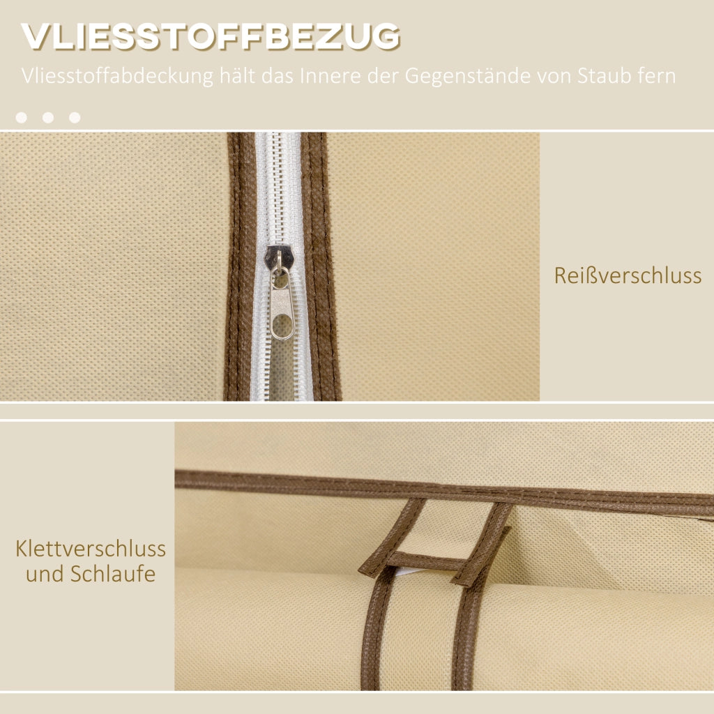 ARMADIO guardaroba in tessuto 125x43x162,5 cm Beige con 8 ripiani e 2 aste