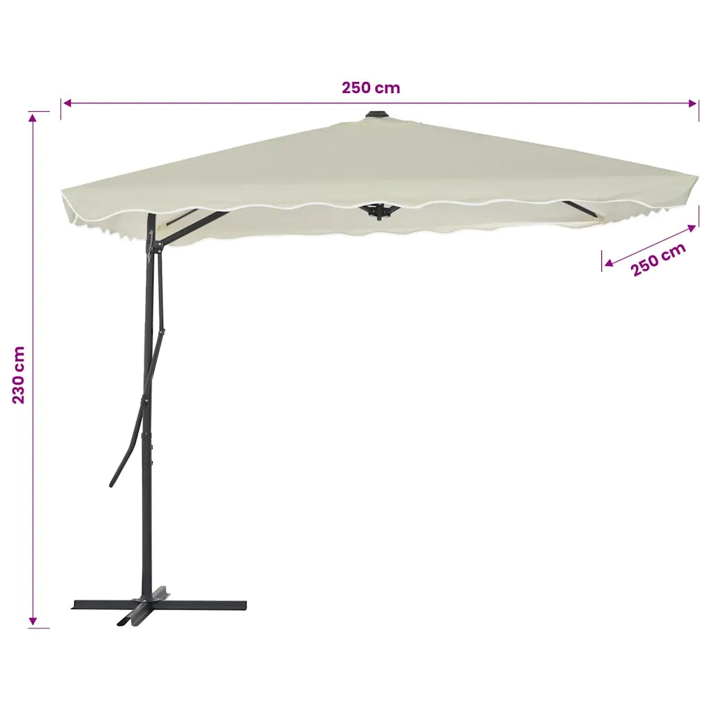 Ombrellone da Esterni-Ombrello da giardino con Palo in Acciaio 250x250 cm Sabbia