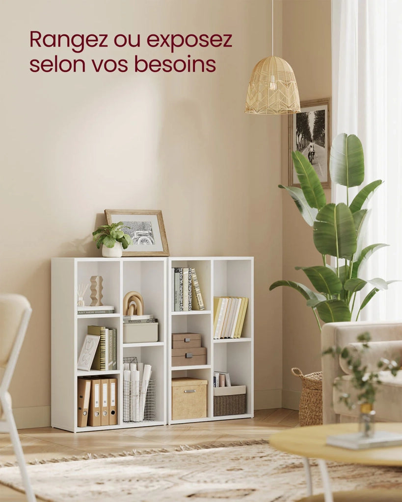 Libreria a 5 scomparti ripiano portaoggetti colonna portaoggetti dimensioni 50 x 24 x 80 cm bianco 12_0004197
