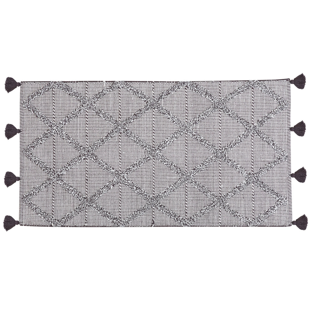 Tappeto Marrone 80 x 150 cm Motivo Geometrico con Nappe Orientali