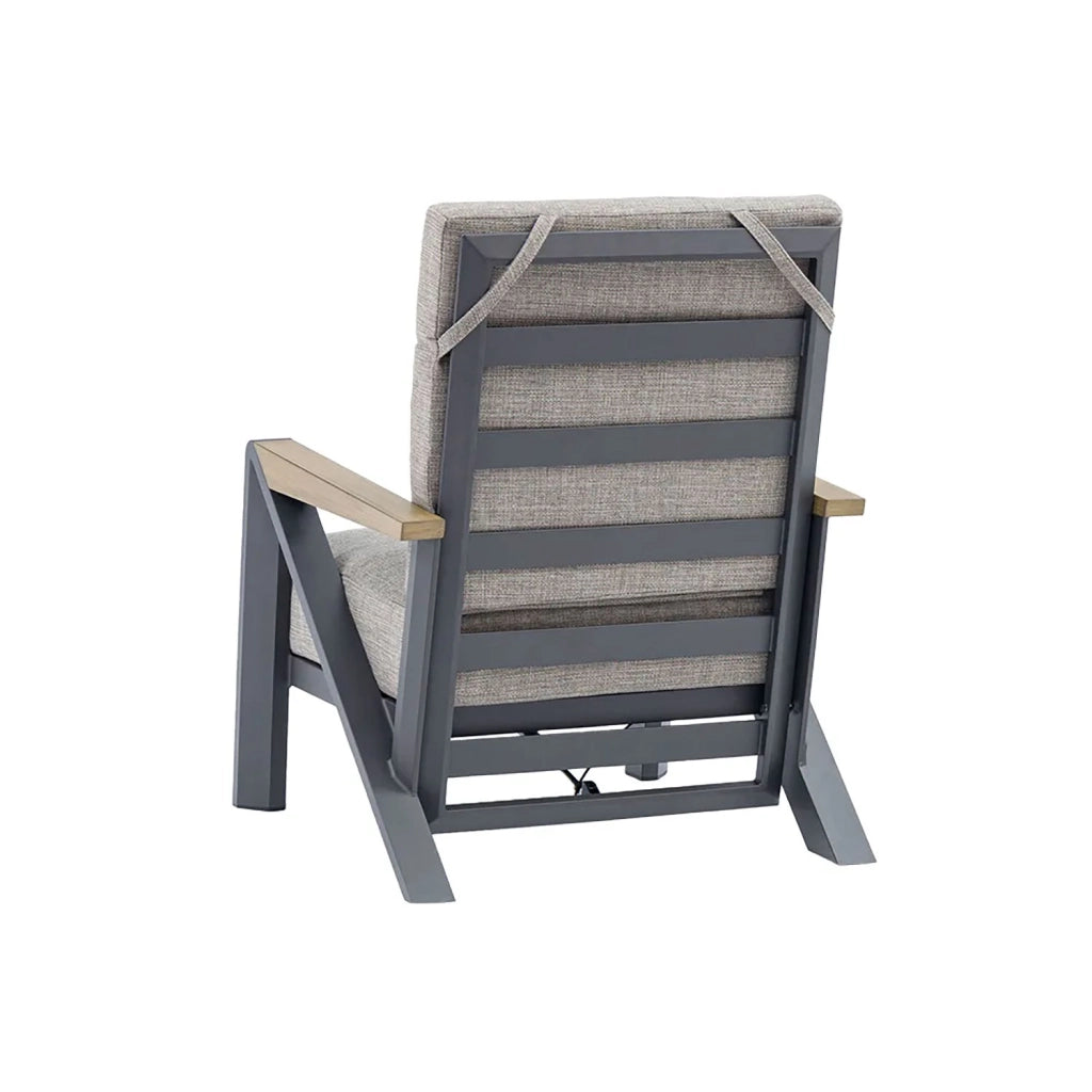 Set 4 Pezzi Salotto da Giardino 4 Posti Kea con Divano 2 Poltrone Reclinabili e Tavolino Piano in Ceramica in Alluminio