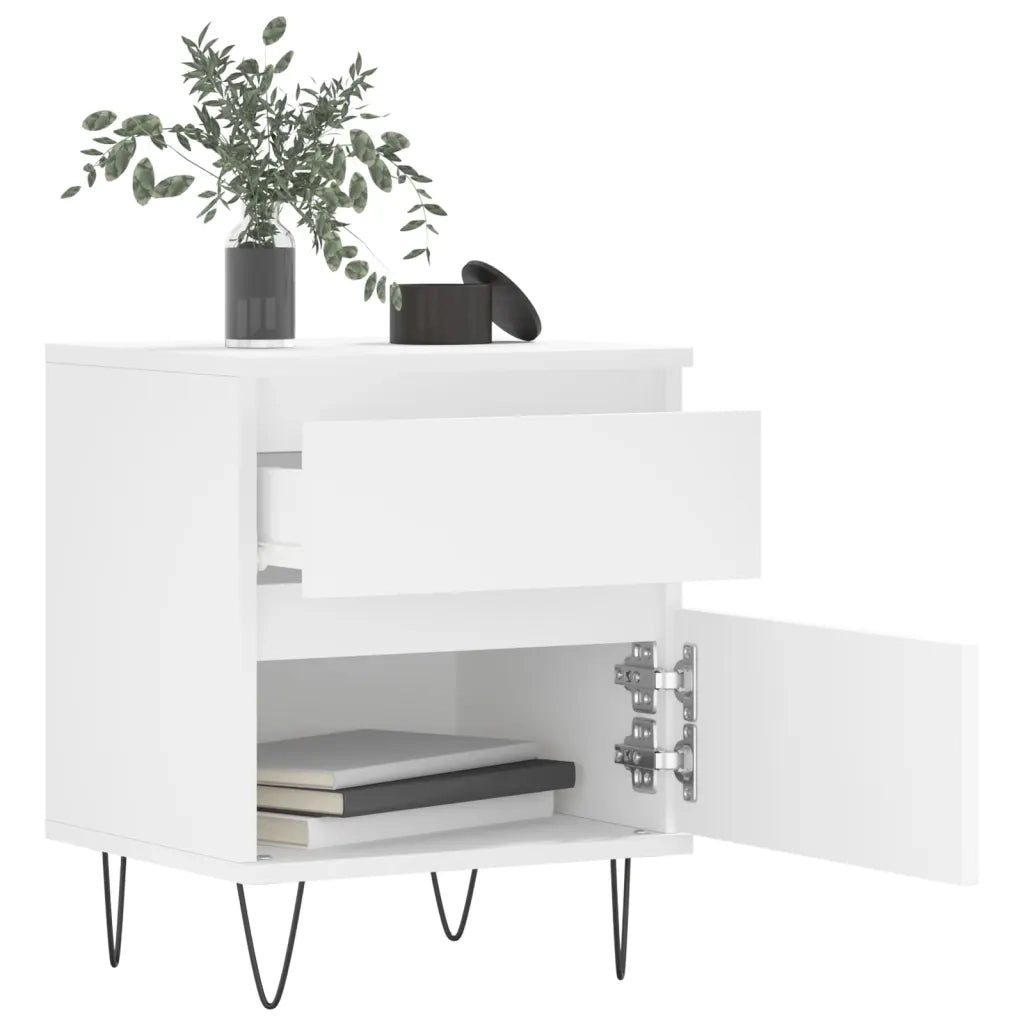 Comodino | Armadio da Notte | Mobiletto da notte Bianco 40x35x50 cm in Legno Multistrato