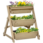Fioriera a Scala 3 Livelli Legno per Giardino ¨C zephmum ¨C 71x61x77 cm Natural