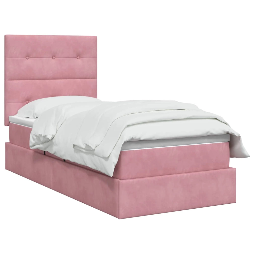Letto con contenitore LED e materasso Rosa 90 x 190 cm Velluto 3460103