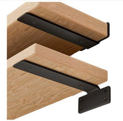 Planksteunen zavorranti (3,5 mm spessore), fissaggio nascosto del pavimento, supporti a L, sostegni industriali in metallo nero rurale, set di 2, 25 cm