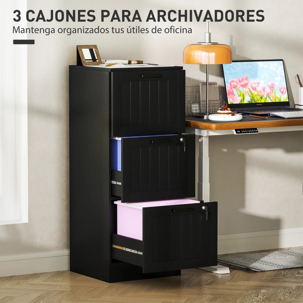 Scrivania con cassettiera ¨C zephmum ¨C Nero 40x40x101 cm