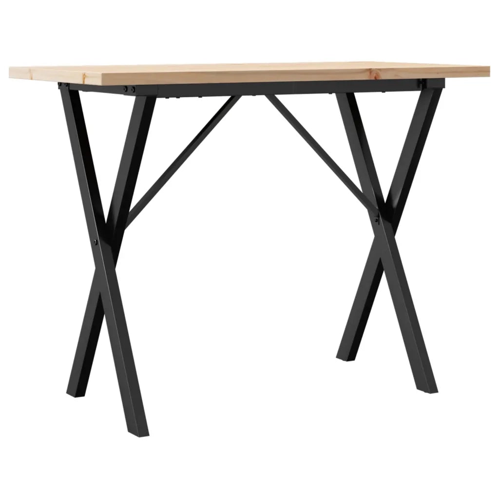 Tavolo da Pranzo Telaio a X 100x50x75,5 cm Legno Pino e Acciaio