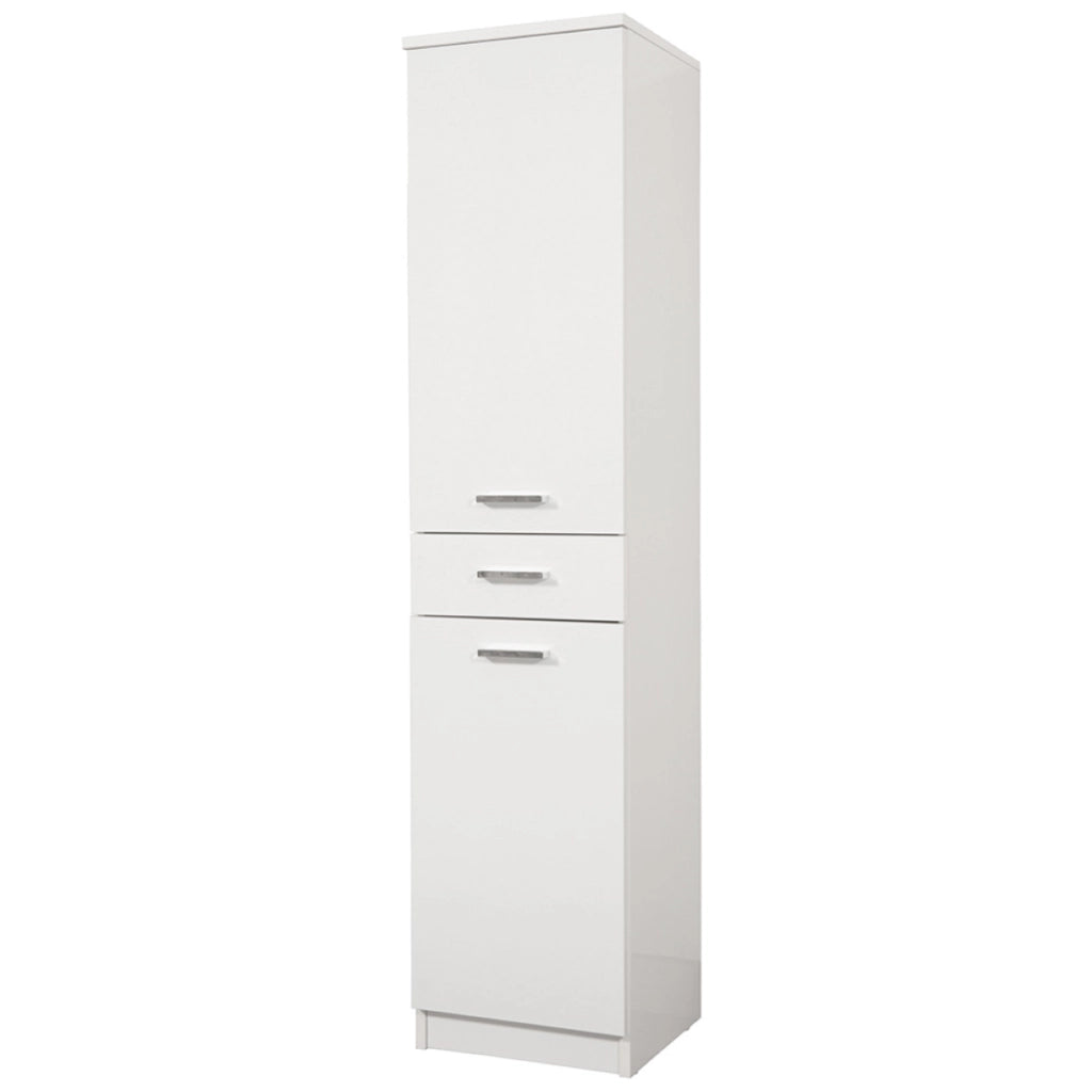 Germanvox colonna bagno 2 ante apertura destra e cassetto in bianco lucido e ripiano in vetro