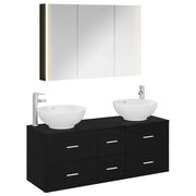 Set di mobili per il bagno 4 pcs Rovere Nero 3406984