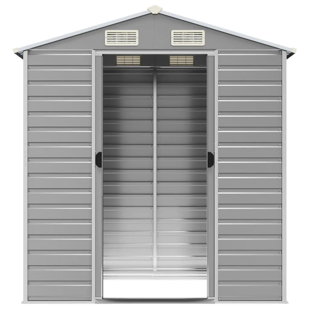 Capanno da Giardino-Casetta da Giardino Grigio Chiaro 191x130x198cm Acciaio Zincato