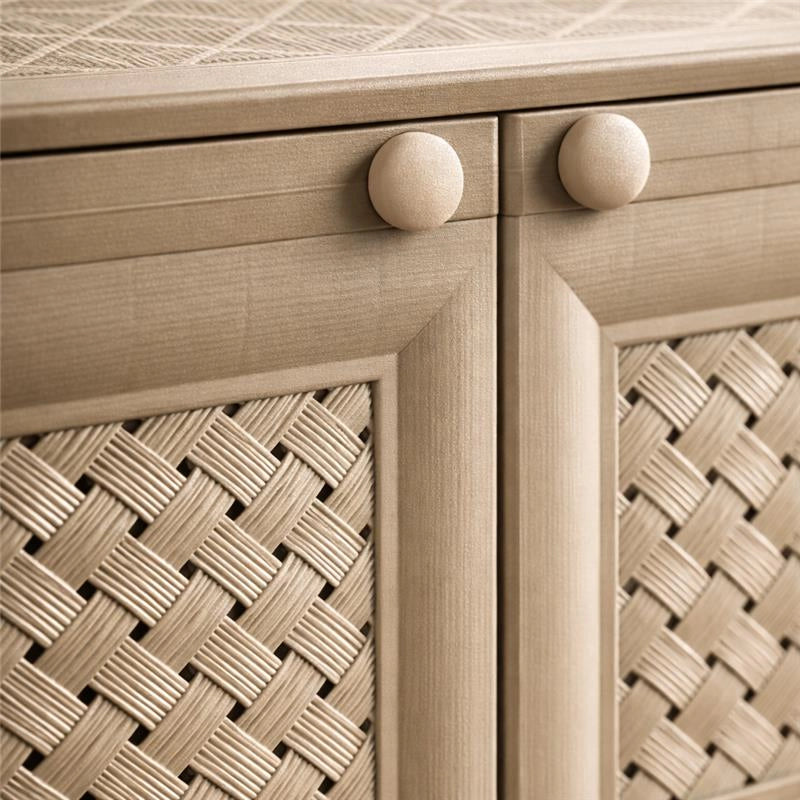 ARMADIO BASSO 79X43X46 CM CON ANTA TRAFORATA, MOBILE TV E CONTENITORE IN PLASTICA PER INTERNO ED ESTERNO COPERTO