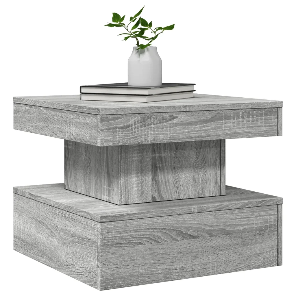 Tavolino da salotto | Tavolino da caff¨¨ | Tavolino da Soggiorno con Luci LED Grigio Sonoma 50x50x40 cm
