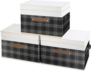 Caselle di archiviazione pieghevoli con coperchio, caselle di archiviazione per organizzare la vestiarium, archiviazione per documenti, giocattoli, 3 pezzi, nero