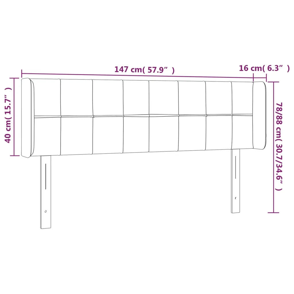 Testiera a LED Tortora 147x16x78/88 cm in Tessuto 3123238