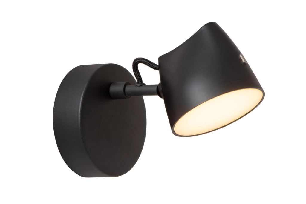 Applique LED girevole Milne nera metallo Lucide