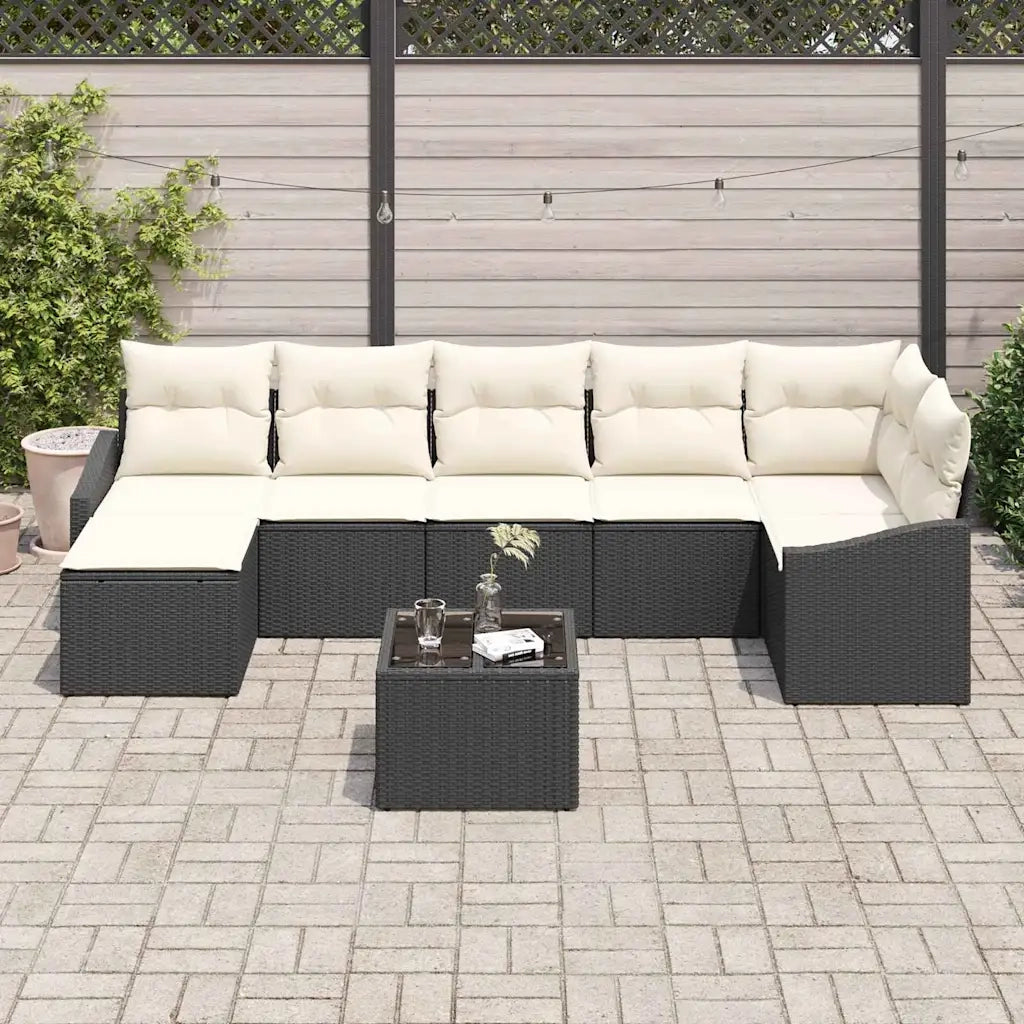 Set di divani con cuscino 8 pcs Nero polyrattan 3346817