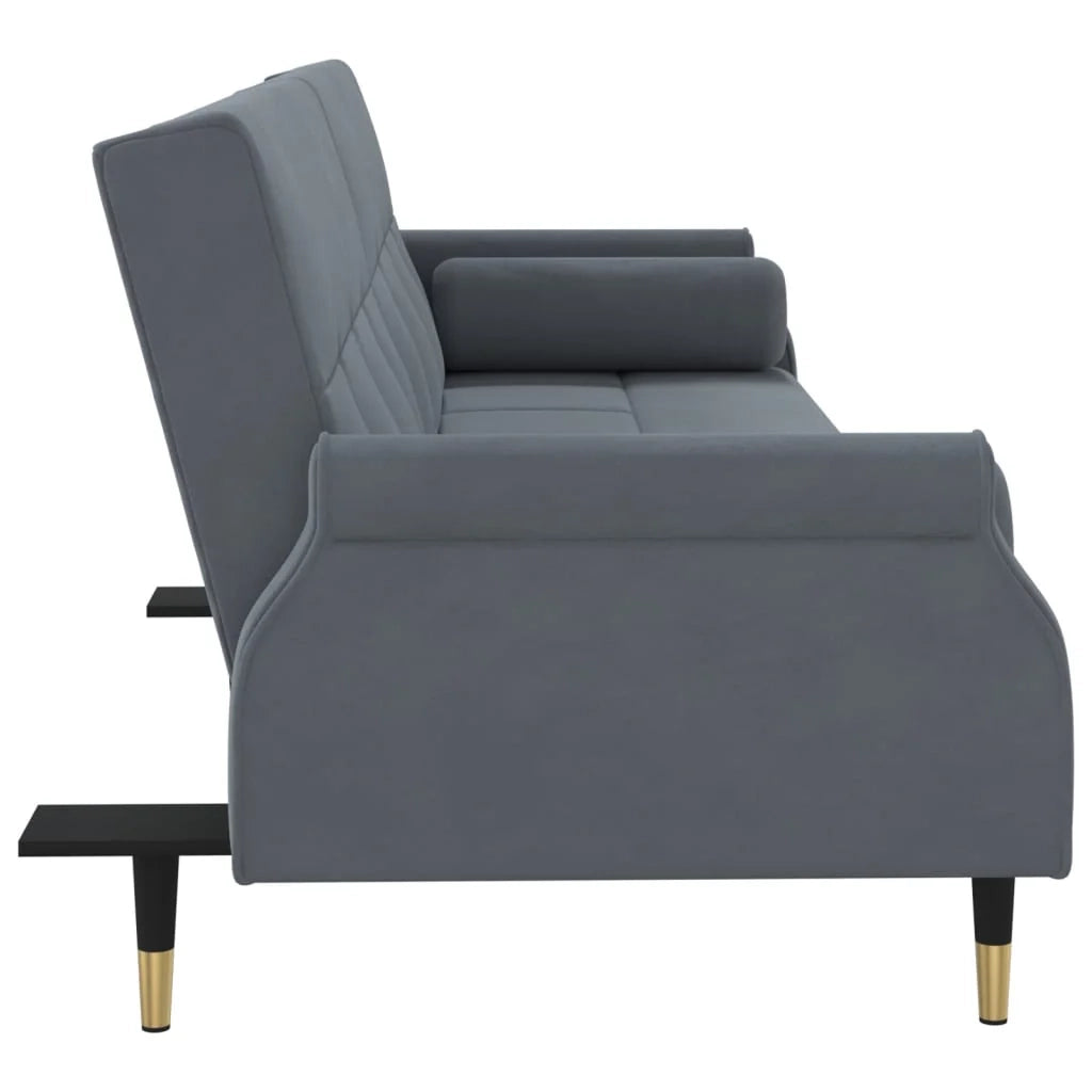 Divano letto con cuscini 216 x 89 x 70 cm velluto grigio scuro 02_0020405