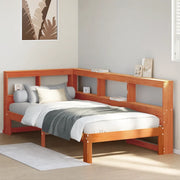Letto Libreria senza Materasso Marrone Cera 90x190 cm in Pino 3324405