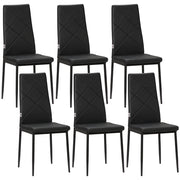 Set di 6 Sedie da Pranzo Imbottite in Similpelle con Schienale Alto e Gambe in Metallo ¨C Minimal ¨C Nero 41x50x97 cm
