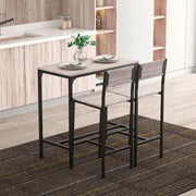 Set bar 3 pezzi con tavolo e 2 sgabelli, MDF naturale e nero, 89x45x87 cm, per cucina e zona pranzo
