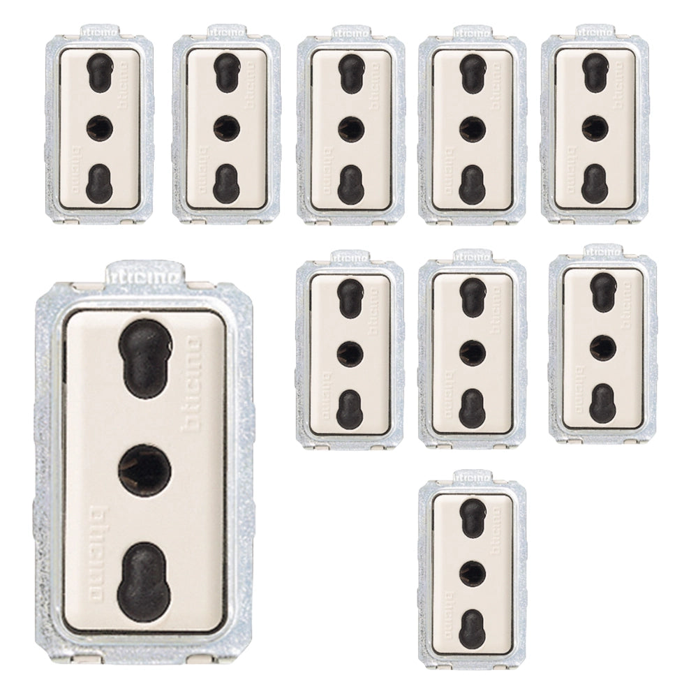 Magic presa bticino bivalente bipasso 10/16a per uso domestico e professionale articolo 5180 *** numero pezzi 10, con...