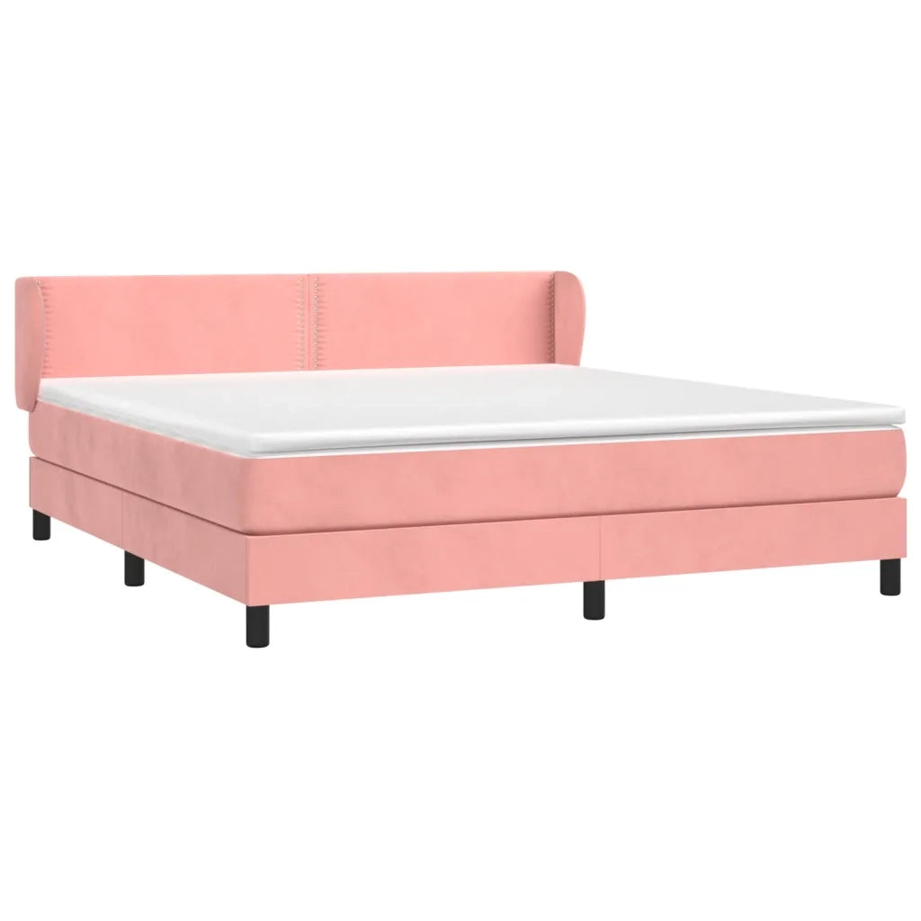 Giroletto a Molle con Materasso Rosa 160x200 cm in Velluto 3127444