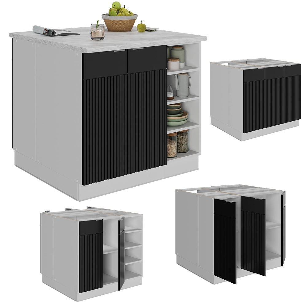 Isola cucina Fame-Line Nero rigato/Bianco 90 cm senza piano di lavoro Vicco