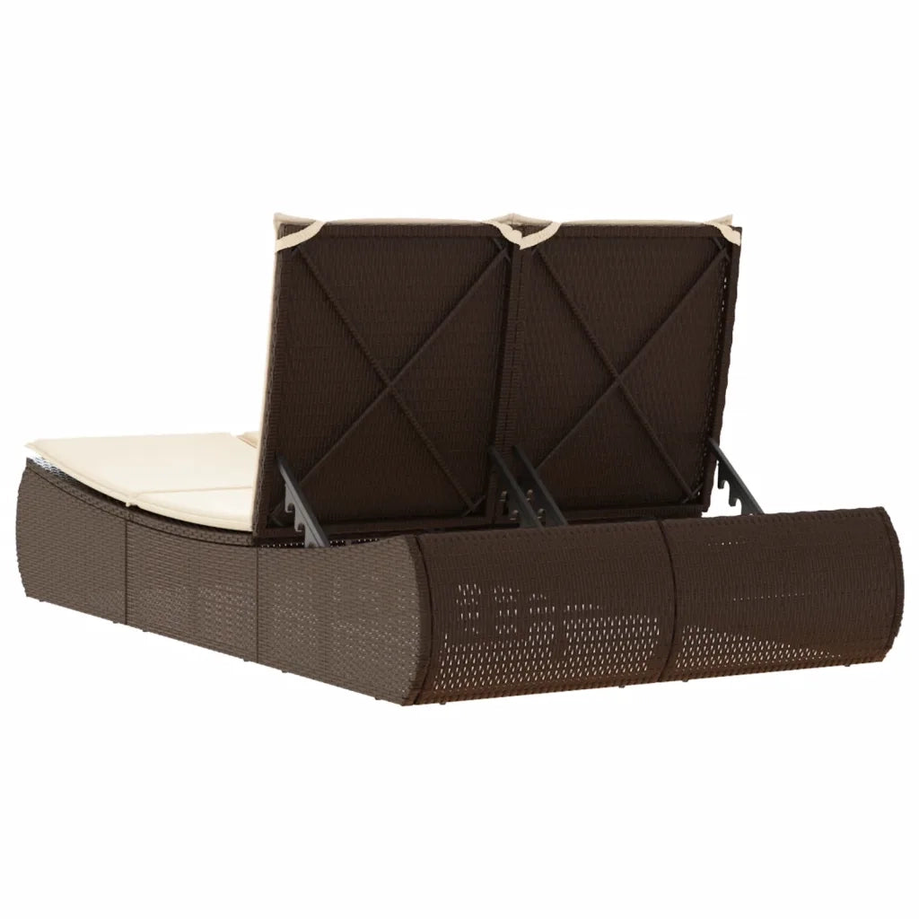 Lettino Prendisole | Sdraio da giardino | Lettino da sole con Cuscini Marrone in Polyrattan