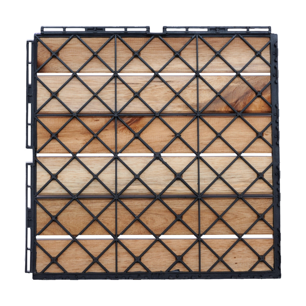 Set Alliste di 10 Piastrelle per Pavimentazione da Esterno Design Lineare in Legno Naturale casa.pro