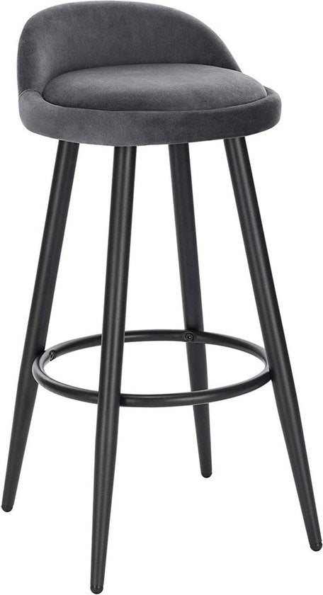 Sedia Bar con Schienale Ergonomico - Set di 1 - Grigio Scuro - Con Schienale Basso - Per Cucina e Bar - Altezza Seduta 69cm