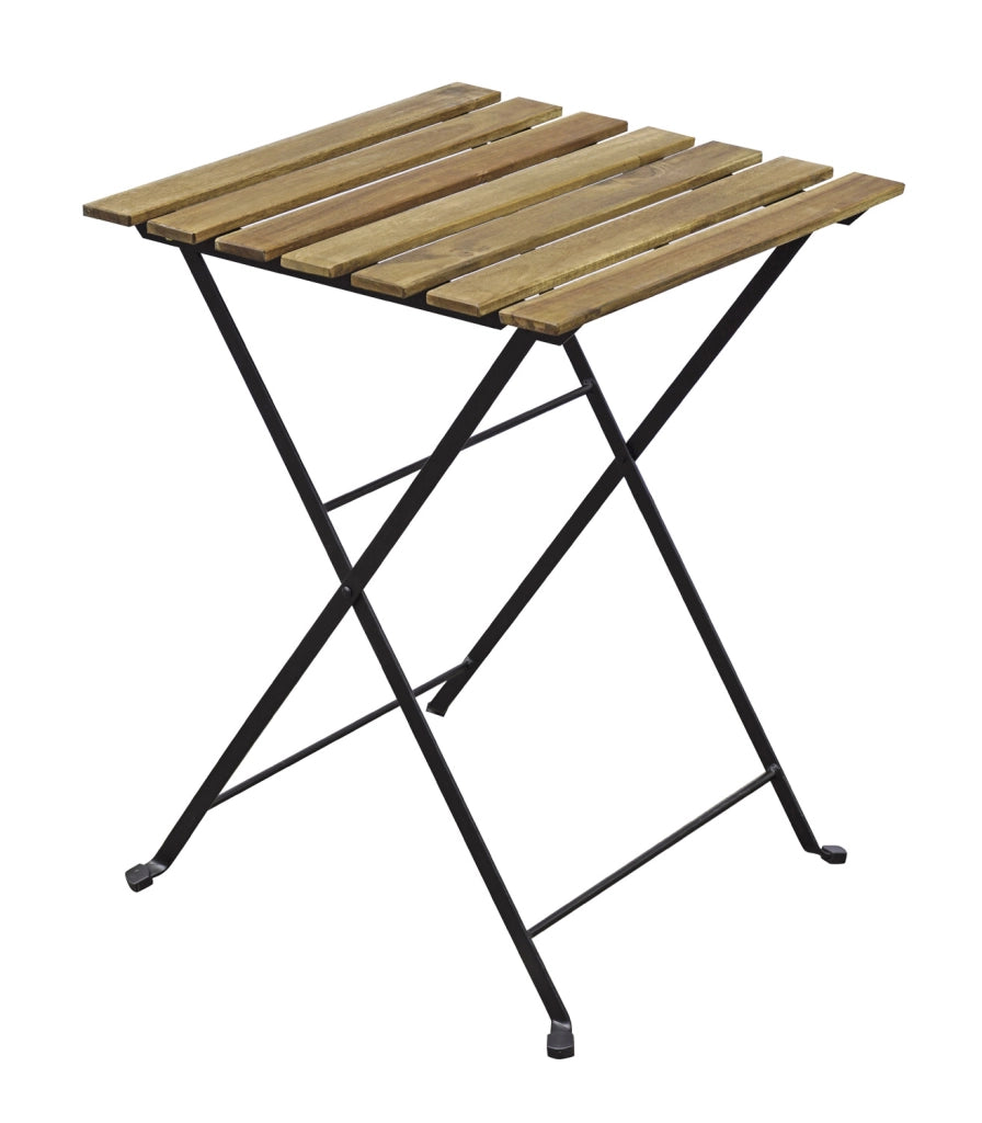Cheonda - Set Bistrò In Ferro E Acacia Fsc Scura - 2 Sedie E Un  Tavolo 55X54 Cm 1 Pz