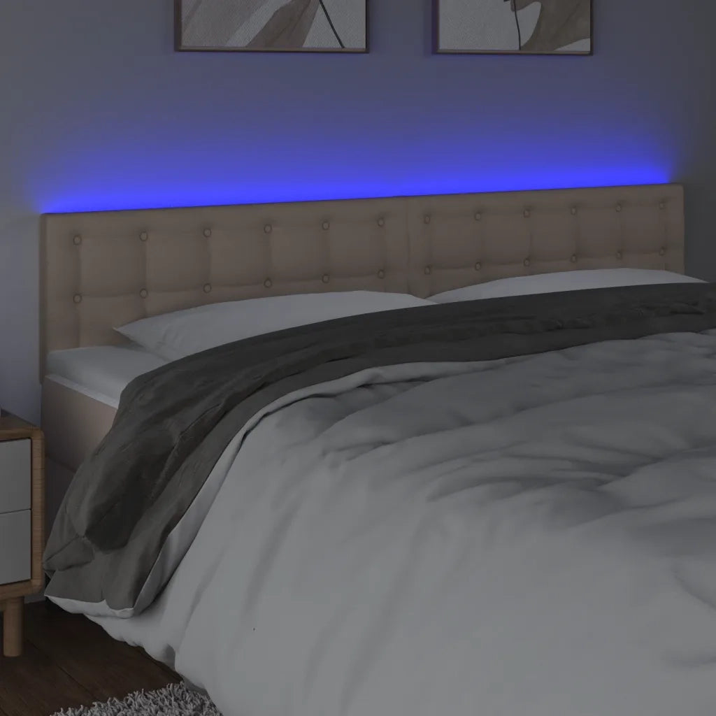 Testiera | Testata Cappuccino a LED 160x5x78/88 cm in Similpelle