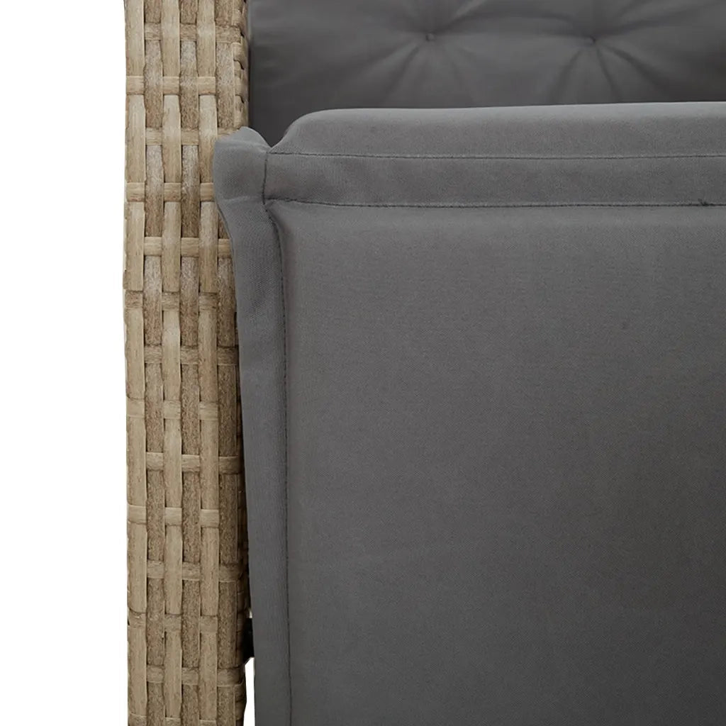 Set Pranzo da Giardino 7 pz con Cuscini Beige Misto Polyrattan