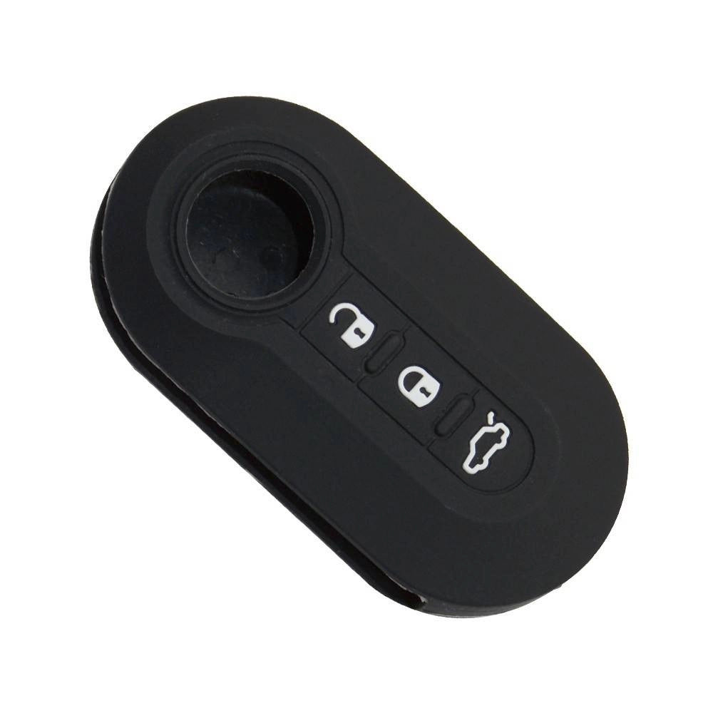 Trade Shop - Cover Chiave Guscio Fiat 500 Punto Evo Panda Bravo Telecomando 3 Tasti Nero -