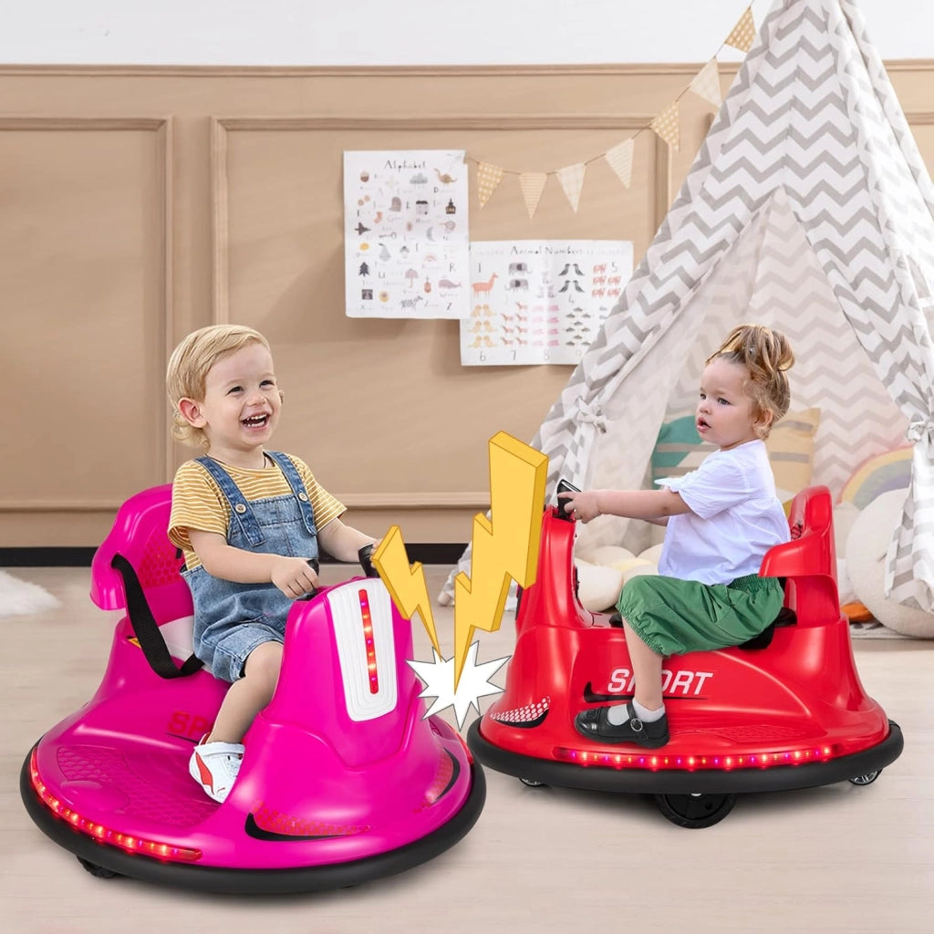 6V Autoscontro Elettrico per Bambini, Veicolo Elettrico con Telecomando, Girevole a 360°, Luci LED Colorate e Cintura di Sicurezza Regolabile, 37-95 Mesi (Rosa)