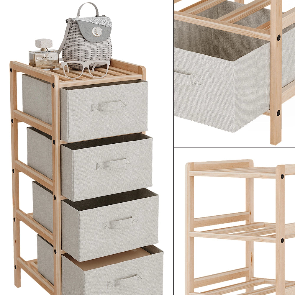Vicco Mobile da bagno Beige 34.5 x 86 cm con 4 cassetti in tessuto