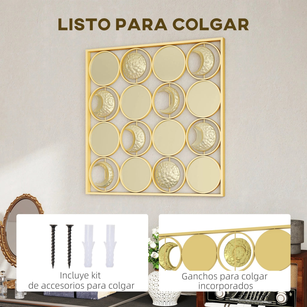 Specchio Lunare Decorativo Parete con 16 Dischi ¨C Zephmum ¨C Dorato