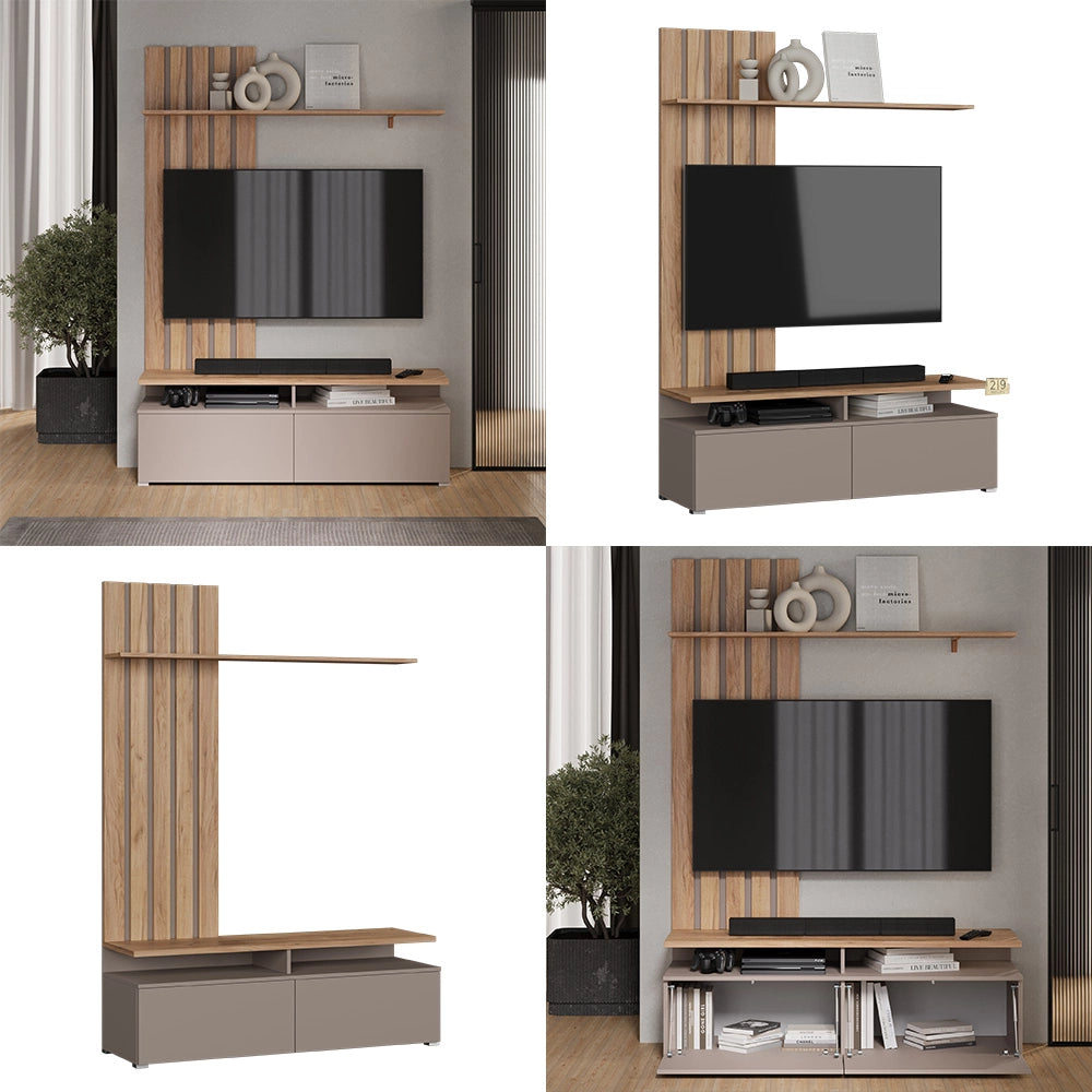 Vicco Parete attrezzata Rovere Goldkraft/Grigio