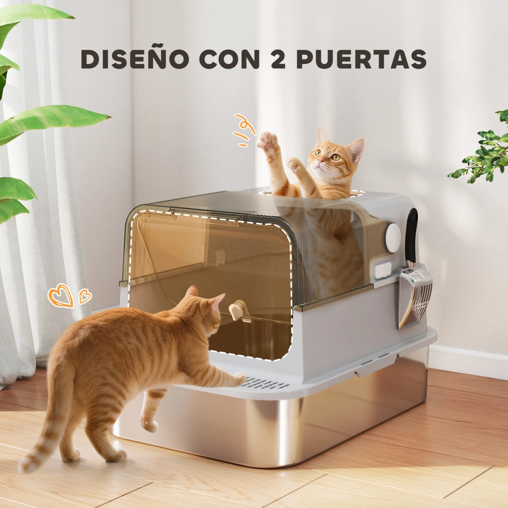 Arenero per Gatti in Acciaio Inox con Tapa ¨C Zephmum ¨C Grigio 80x50x30