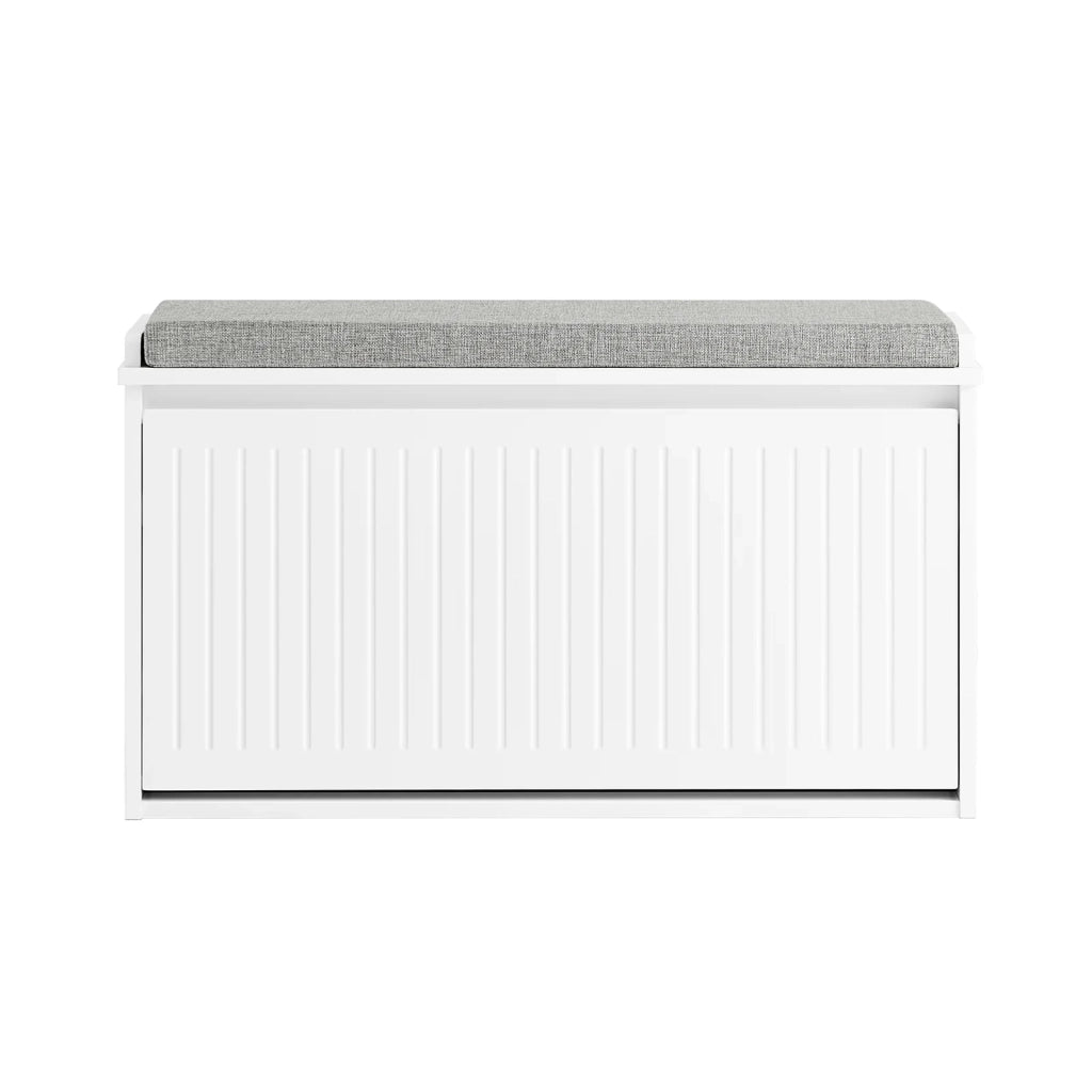 Scarpiera da Ingresso Scarpiera con ribalta Cassapanca Portascarpe con cuscino, L62xP25xA46cm FSR98-W